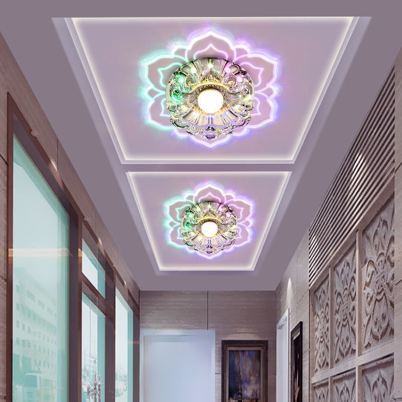 Blossom Shade Crystal Flush Light Modern Style Clear LED Flush Ceiling Light for Foyer Clearhalo 'Ceiling Lights' 'Close To Ceiling Lights' 'Close to ceiling' 'Flush mount' Lighting' 2253448