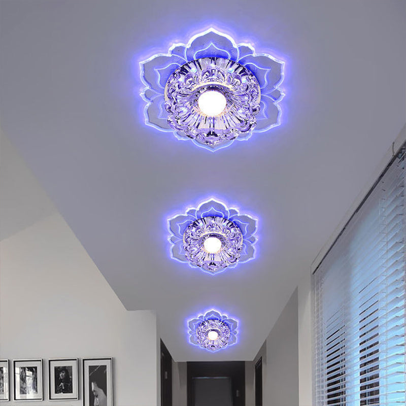 Blossom Shade Crystal Flush Light Modern Style Clear LED Flush Ceiling Light for Foyer Clearhalo 'Ceiling Lights' 'Close To Ceiling Lights' 'Close to ceiling' 'Flush mount' Lighting' 2253450