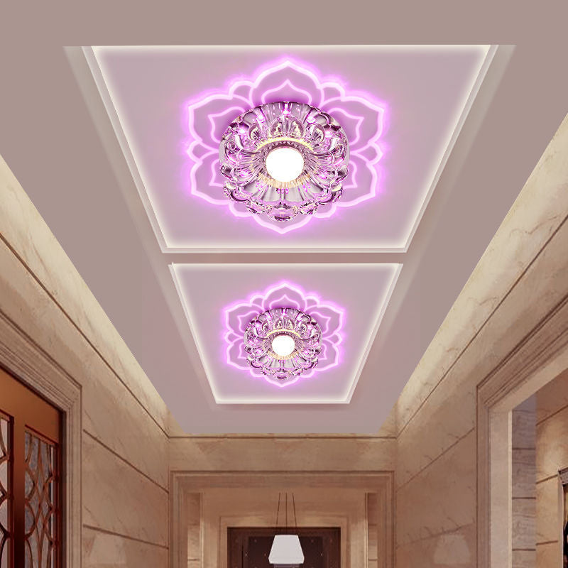 Blossom Shade Crystal Flush Light Modern Style Clear LED Flush Ceiling Light for Foyer Clearhalo 'Ceiling Lights' 'Close To Ceiling Lights' 'Close to ceiling' 'Flush mount' Lighting' 2253451