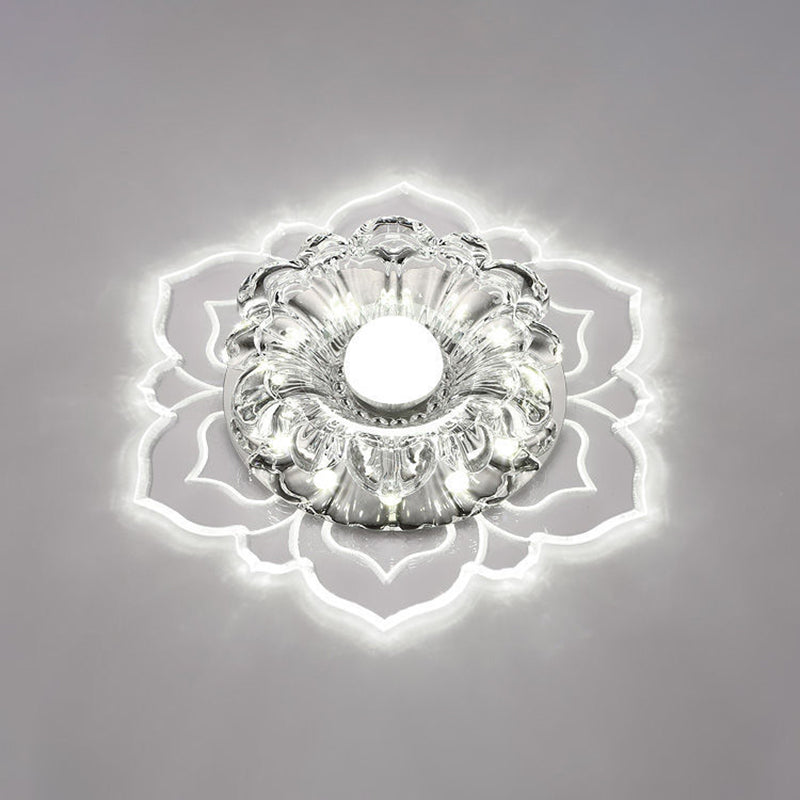 Blossom Shade Crystal Flush Light Modern Style Clear LED Flush Ceiling Light for Foyer Clear White Clearhalo 'Ceiling Lights' 'Close To Ceiling Lights' 'Close to ceiling' 'Flush mount' Lighting' 2253452