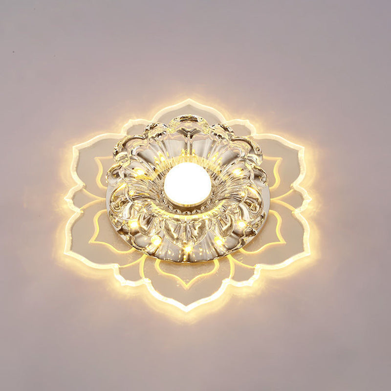 Blossom Shade Crystal Flush Light Modern Style Clear LED Flush Ceiling Light for Foyer Clear Warm Clearhalo 'Ceiling Lights' 'Close To Ceiling Lights' 'Close to ceiling' 'Flush mount' Lighting' 2253453