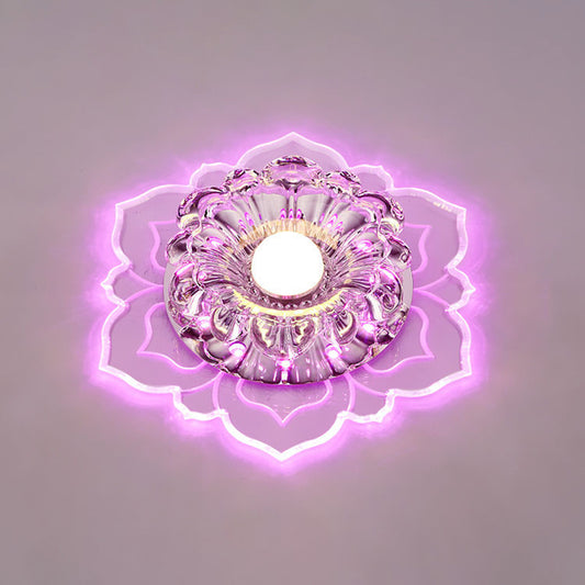 Blossom Shade Crystal Flush Light Modern Style Clear LED Flush Ceiling Light for Foyer Clear Purple Clearhalo 'Ceiling Lights' 'Close To Ceiling Lights' 'Close to ceiling' 'Flush mount' Lighting' 2253454