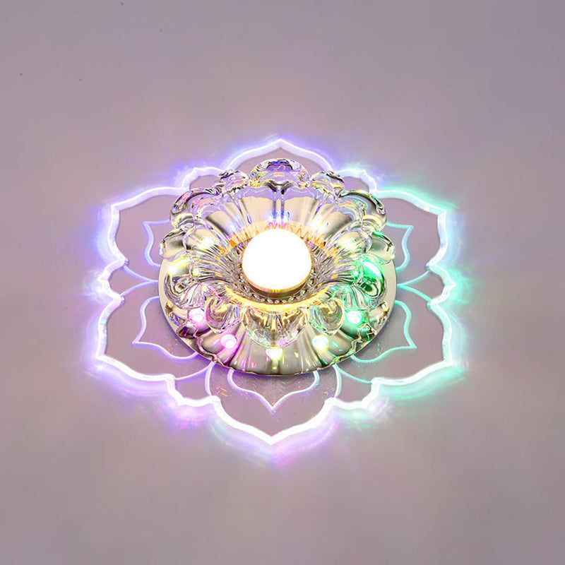 Blossom Shade Crystal Flush Light Modern Style Clear LED Flush Ceiling Light for Foyer Clear Multi Color Clearhalo 'Ceiling Lights' 'Close To Ceiling Lights' 'Close to ceiling' 'Flush mount' Lighting' 2253456