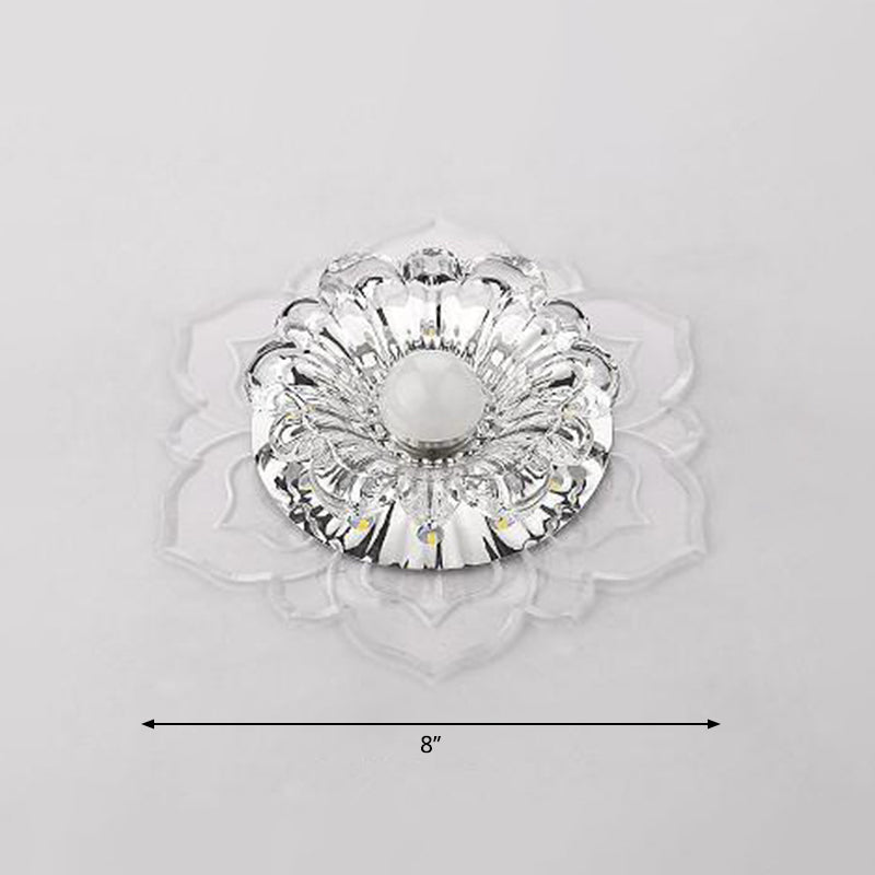 Blossom Shade Crystal Flush Light Modern Style Clear LED Flush Ceiling Light for Foyer Clearhalo 'Ceiling Lights' 'Close To Ceiling Lights' 'Close to ceiling' 'Flush mount' Lighting' 2253457