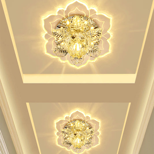 Floral Shade Flush Mount Lighting Minimalist Crystal Clear LED Flush Mount for Corridor Clearhalo 'Ceiling Lights' 'Close To Ceiling Lights' 'Close to ceiling' 'Flush mount' Lighting' 2253464