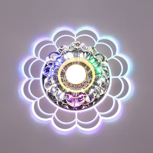 Flower Shade LED Flush Mount Light Simplicity Crystal Corridor Flush Mount Ceiling Light in Clear Clear Multi Color Clearhalo 'Ceiling Lights' 'Close To Ceiling Lights' 'Close to ceiling' 'Flush mount' Lighting' 2253488