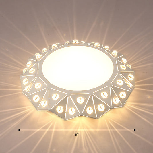 Circular Foyer Flush Light Acrylic Modern Style LED Flush Ceiling Light Fixture in White White Warm Clearhalo 'Ceiling Lights' 'Close To Ceiling Lights' 'Close to ceiling' 'Flush mount' Lighting' 2253497