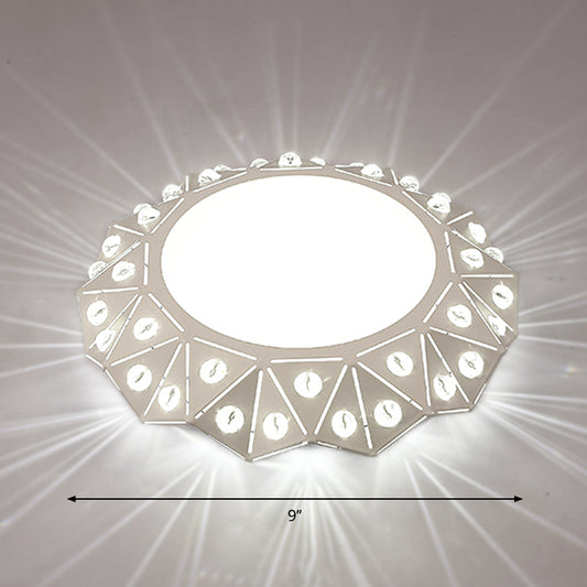 Circular Foyer Flush Light Acrylic Modern Style LED Flush Ceiling Light Fixture in White White White Clearhalo 'Ceiling Lights' 'Close To Ceiling Lights' 'Close to ceiling' 'Flush mount' Lighting' 2253498