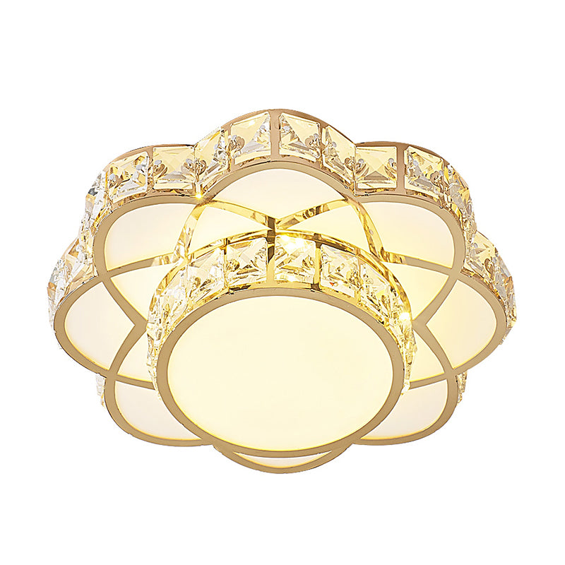 Floral Flush Ceiling Light Contemporary Crystal-Encrusted Gold LED Flush Mount Lighting Fixture Clearhalo 'Ceiling Lights' 'Close To Ceiling Lights' 'Close to ceiling' 'Flush mount' Lighting' 2253516