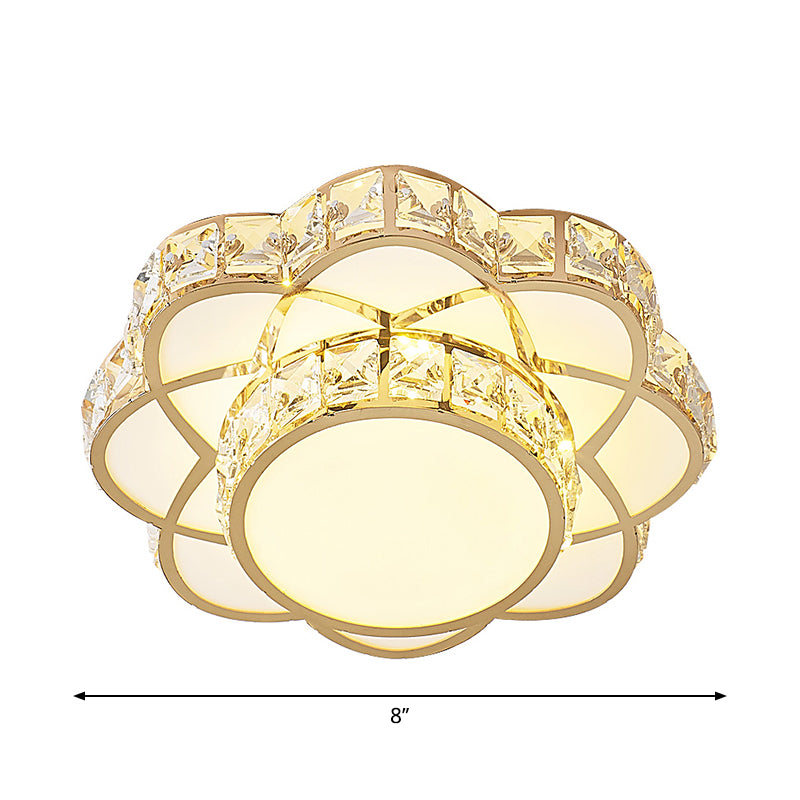 Floral Flush Ceiling Light Contemporary Crystal-Encrusted Gold LED Flush Mount Lighting Fixture Clearhalo 'Ceiling Lights' 'Close To Ceiling Lights' 'Close to ceiling' 'Flush mount' Lighting' 2253517