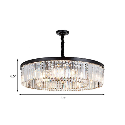 16"/23.5"/31.5" Dia Round Crystal Chandelier Modern 4/8/12-Light Black Flush Mount Light Clearhalo 'Ceiling Lights' 'Chandeliers' 'Modern Chandeliers' 'Modern' Lighting' 225351