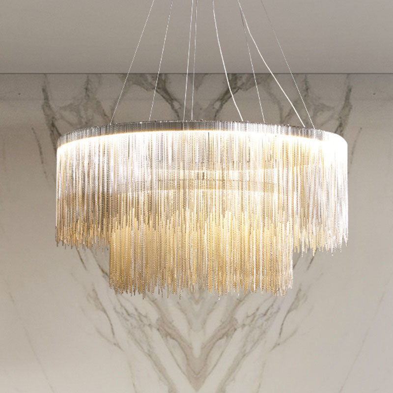 Fringed Round Living Room Ceiling Lighting Metal Post-Modern Hanging Pendant Light Clearhalo 'Ceiling Lights' 'Modern Pendants' 'Modern' 'Pendant Lights' 'Pendants' Lighting' 2253545