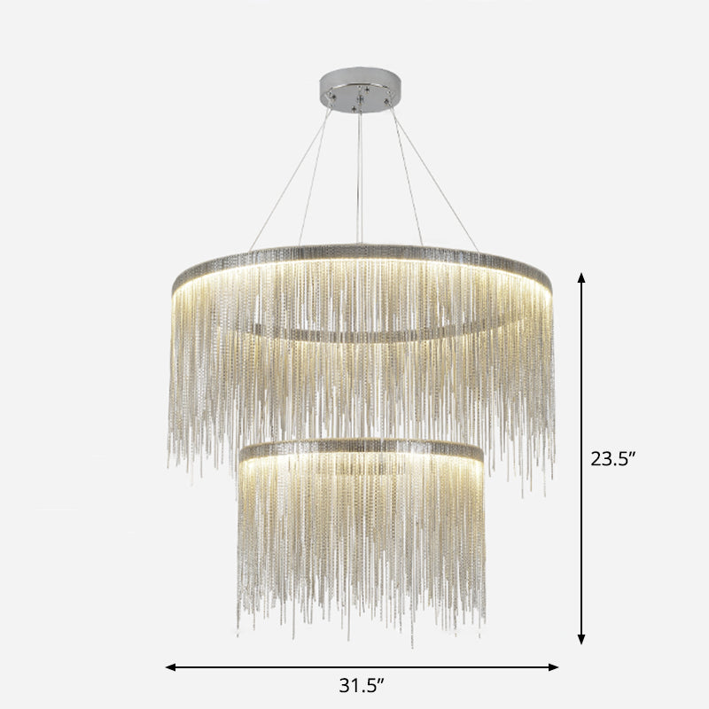 Fringed Round Living Room Ceiling Lighting Metal Post-Modern Hanging Pendant Light Clearhalo 'Ceiling Lights' 'Modern Pendants' 'Modern' 'Pendant Lights' 'Pendants' Lighting' 2253554