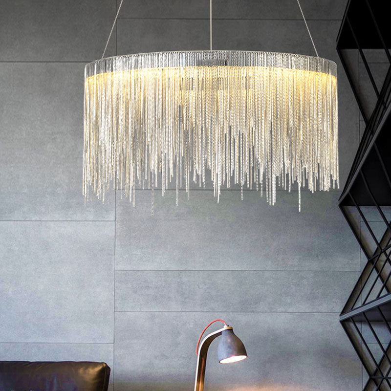 Metal Fringe Circular Pendant Light Postmodern Style Single Suspension Light Fixture for Living Room Clearhalo 'Ceiling Lights' 'Modern Pendants' 'Modern' 'Pendant Lights' 'Pendants' Lighting' 2253559