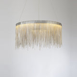 Metal Fringe Circular Pendant Light Postmodern Style Single Suspension Light Fixture for Living Room Silver 16" Clearhalo 'Ceiling Lights' 'Modern Pendants' 'Modern' 'Pendant Lights' 'Pendants' Lighting' 2253560
