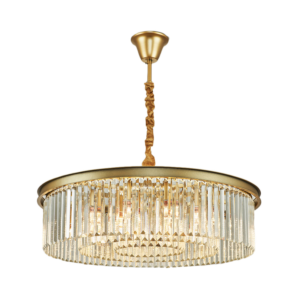 6/12 Lights Dining Room Chandelier 19.5"/25.5" Dia Contemporary Brass Flush Mount with Round Crystal Shade Clearhalo 'Ceiling Lights' 'Chandeliers' 'Modern Chandeliers' 'Modern' Lighting' 225363