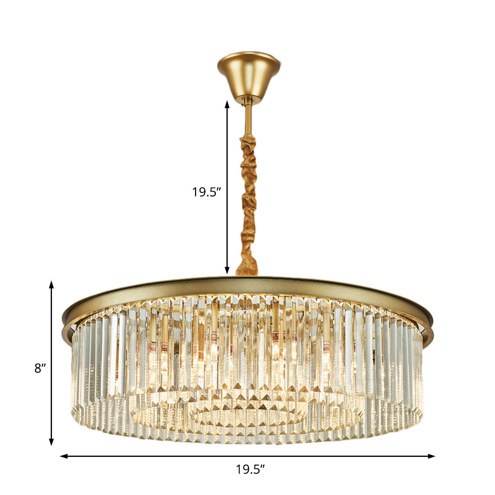 6/12 Lights Dining Room Chandelier 19.5"/25.5" Dia Contemporary Brass Flush Mount with Round Crystal Shade Clearhalo 'Ceiling Lights' 'Chandeliers' 'Modern Chandeliers' 'Modern' Lighting' 225364