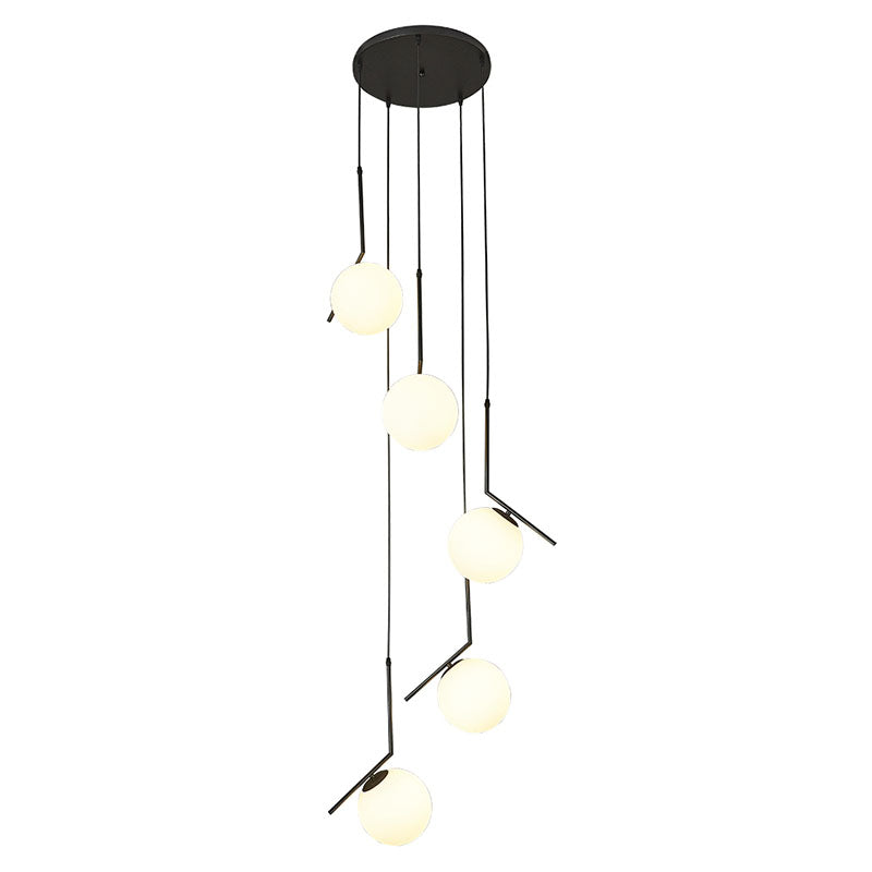 Spiral Globe Stairwell Hanging Lighting Opal Glass Simplicity Multi Light Pendant Clearhalo 'Ceiling Lights' 'Modern Pendants' 'Modern' 'Pendant Lights' 'Pendants' Lighting' 2253643