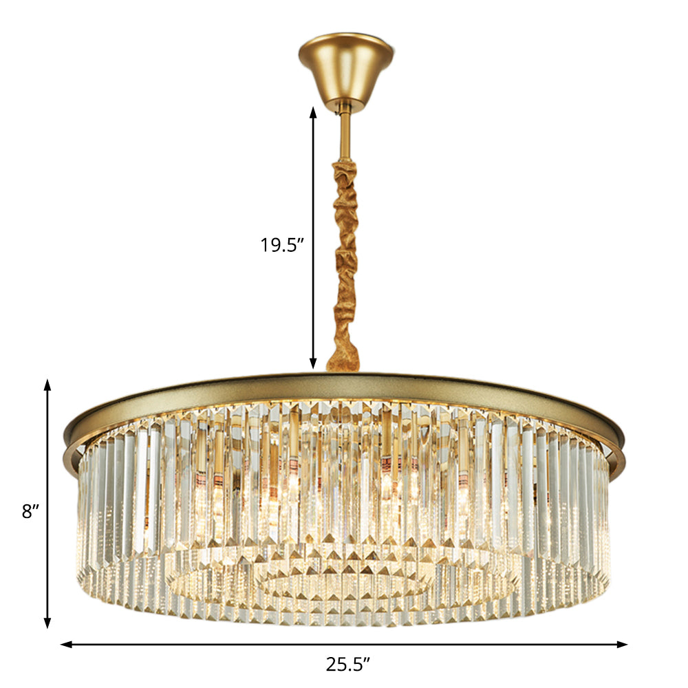 6/12 Lights Dining Room Chandelier 19.5"/25.5" Dia Contemporary Brass Flush Mount with Round Crystal Shade Clearhalo 'Ceiling Lights' 'Chandeliers' 'Modern Chandeliers' 'Modern' Lighting' 225365