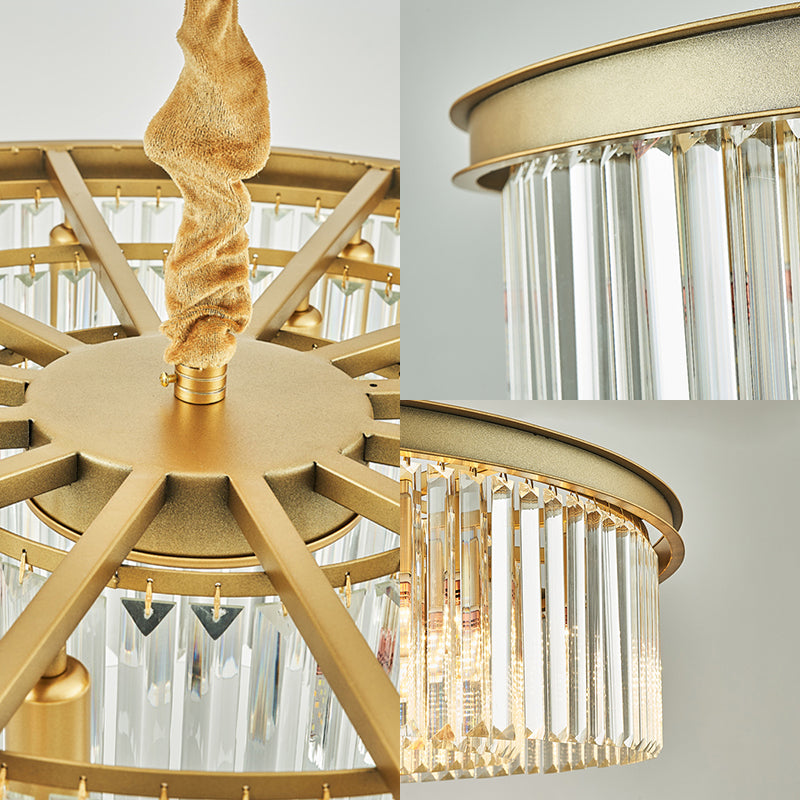 6/12 Lights Dining Room Chandelier 19.5"/25.5" Dia Contemporary Brass Flush Mount with Round Crystal Shade Clearhalo 'Ceiling Lights' 'Chandeliers' 'Modern Chandeliers' 'Modern' Lighting' 225366