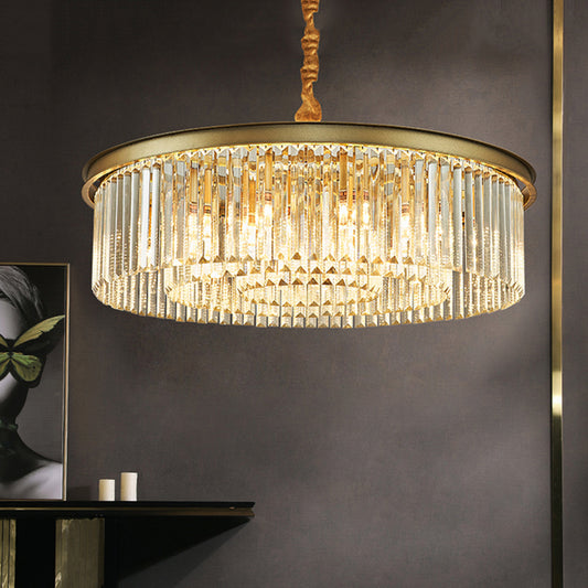 6/12 Lights Dining Room Chandelier 19.5"/25.5" Dia Contemporary Brass Flush Mount with Round Crystal Shade Clearhalo 'Ceiling Lights' 'Chandeliers' 'Modern Chandeliers' 'Modern' Lighting' 225367