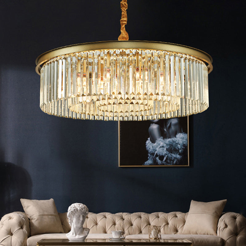 6/12 Lights Dining Room Chandelier 19.5"/25.5" Dia Contemporary Brass Flush Mount with Round Crystal Shade Brass 19.5" Clearhalo 'Ceiling Lights' 'Chandeliers' 'Modern Chandeliers' 'Modern' Lighting' 225368