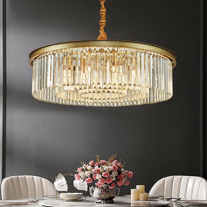 6/12 Lights Dining Room Chandelier 19.5"/25.5" Dia Contemporary Brass Flush Mount with Round Crystal Shade Brass 25.5" Clearhalo 'Ceiling Lights' 'Chandeliers' 'Modern Chandeliers' 'Modern' Lighting' 225369