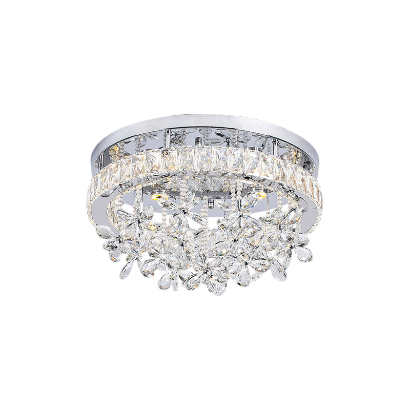 8"/12"/18" Dia Crystal Ceiling Flush Mount Ring Contemporary Chrome LED Ceiling Mounted Fixture Clearhalo 'Ceiling Lights' 'Close To Ceiling Lights' 'Close to ceiling' 'Semi-flushmount' Lighting' 225394