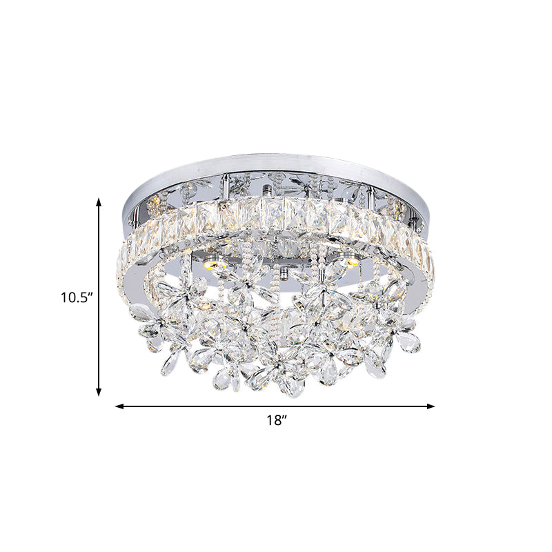 8"/12"/18" Dia Crystal Ceiling Flush Mount Ring Contemporary Chrome LED Ceiling Mounted Fixture Clearhalo 'Ceiling Lights' 'Close To Ceiling Lights' 'Close to ceiling' 'Semi-flushmount' Lighting' 225395