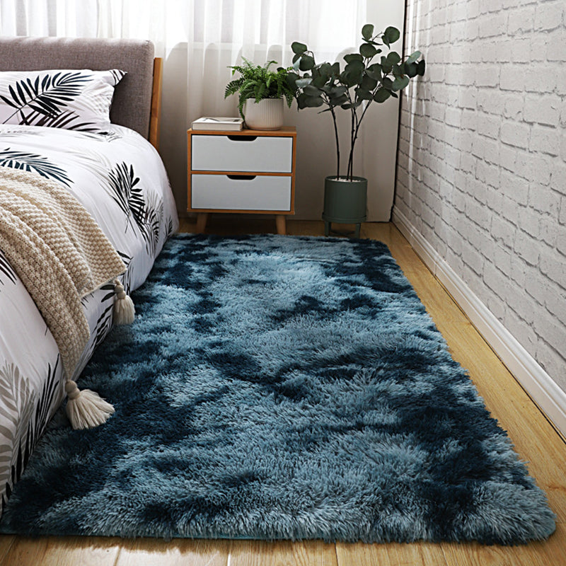 Soft Multi Colored Plain Rug Synthetics Nordic Style Carpet Anti-Slip Pet-Friendly Machine Washable Rug for Bedroom Peacock Blue Clearhalo 'Area Rug' 'Casual' 'Rugs' Rug' 2253990