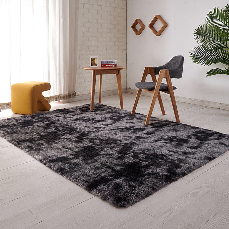 Multi-Color Tie Dye Rug Faux Fur Modern Rug Stain Resistant Anti-Slip Backing Pet-Friendly Rug for Room Black-Gray Clearhalo 'Area Rug' 'Casual' 'Rugs' Rug' 2254010