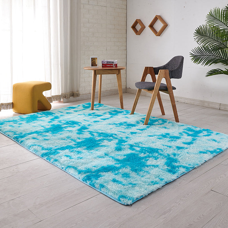 Multi-Color Tie Dye Rug Faux Fur Modern Rug Stain Resistant Anti-Slip Backing Pet-Friendly Rug for Room Blue Clearhalo 'Area Rug' 'Casual' 'Rugs' Rug' 2254011