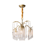 Beaded Crystal Chandelier Contemporary 3/7 Lights Brass Bedroom Ceiling Pendant Light Clearhalo 'Ceiling Lights' 'Chandeliers' 'Modern Chandeliers' 'Modern' Lighting' 225420