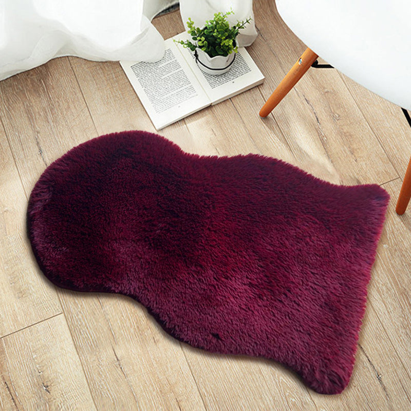 Irregular-Shape Plain Rug Multi Colored Nordic Rug Plush Pet-Friendly Anti-Slip Backing Washable Rug for Room Burgundy 2' x 3'3" Clearhalo 'Area Rug' 'Casual' 'Rugs' Rug' 2254220