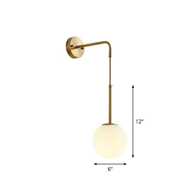 Gold Finish Mini Globe Wall Light Sconce Minimalism 1-Bulb Cream Glass Wall Lighting Clearhalo 'Cast Iron' 'Glass' 'Industrial' 'Modern wall lights' 'Modern' 'Tiffany' 'Traditional wall lights' 'Wall Lamps & Sconces' 'Wall Lights' Lighting' 2254371