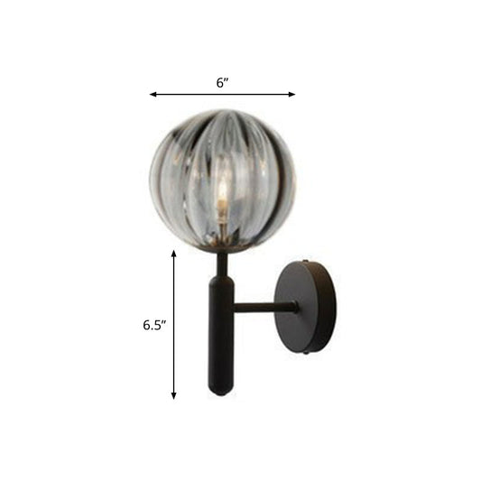 Glass Ball Mini Wall Light Kit Postmodern Single-Bulb Sconce Lighting Fixture for Bedroom Black Smoke Grey Clearhalo 'Cast Iron' 'Glass' 'Industrial' 'Modern wall lights' 'Modern' 'Tiffany' 'Traditional wall lights' 'Wall Lamps & Sconces' 'Wall Lights' Lighting' 2254509