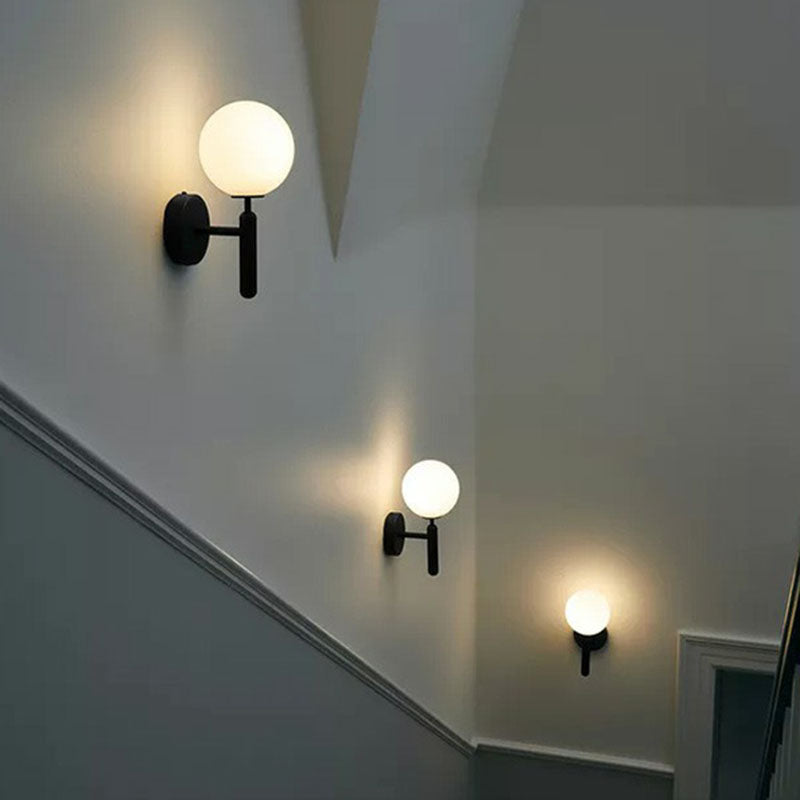 Ball Wall Sconce Light Fixture Simplicity Glass 1-Light Stairs Wall Mount Lighting Clearhalo 'Cast Iron' 'Glass' 'Industrial' 'Modern wall lights' 'Modern' 'Tiffany' 'Traditional wall lights' 'Wall Lamps & Sconces' 'Wall Lights' Lighting' 2254533