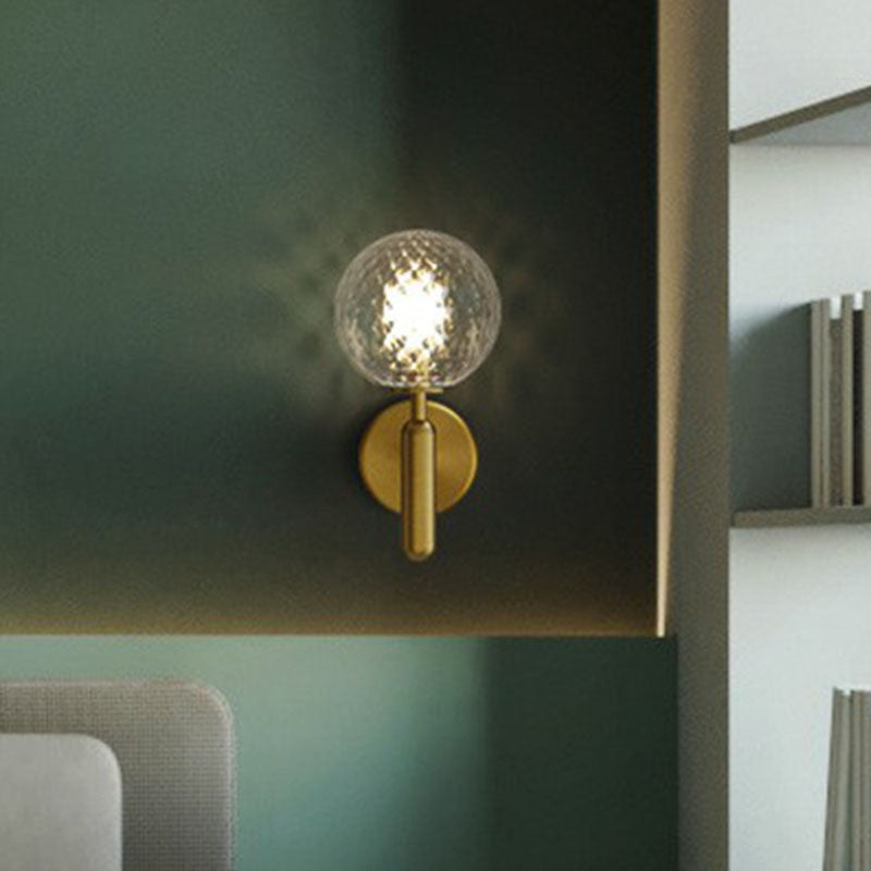 Ball Wall Sconce Light Fixture Simplicity Glass 1-Light Stairs Wall Mount Lighting Clearhalo 'Cast Iron' 'Glass' 'Industrial' 'Modern wall lights' 'Modern' 'Tiffany' 'Traditional wall lights' 'Wall Lamps & Sconces' 'Wall Lights' Lighting' 2254535