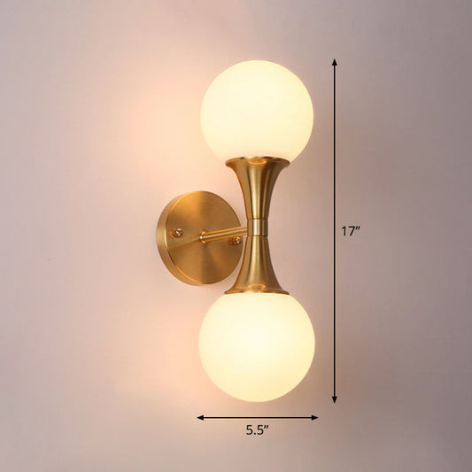 Spherical Sconce Wall Lighting Postmodern Milk Glass Living Room Wall Lamp in Gold Clearhalo 'Cast Iron' 'Glass' 'Industrial' 'Modern wall lights' 'Modern' 'Tiffany' 'Traditional wall lights' 'Wall Lamps & Sconces' 'Wall Lights' Lighting' 2254606