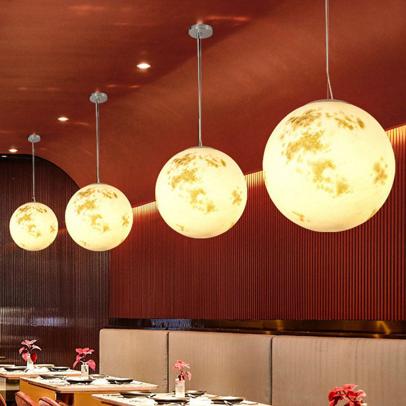 Decorative 1-Light Ceiling Pendant White Moon Hanging Light with Acrylic Shade for Restaurant Clearhalo 'Ceiling Lights' 'Modern Pendants' 'Modern' 'Pendant Lights' 'Pendants' Lighting' 2254634
