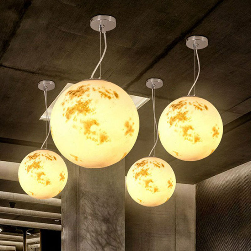 Decorative 1-Light Ceiling Pendant White Moon Hanging Light with Acrylic Shade for Restaurant Clearhalo 'Ceiling Lights' 'Modern Pendants' 'Modern' 'Pendant Lights' 'Pendants' Lighting' 2254635