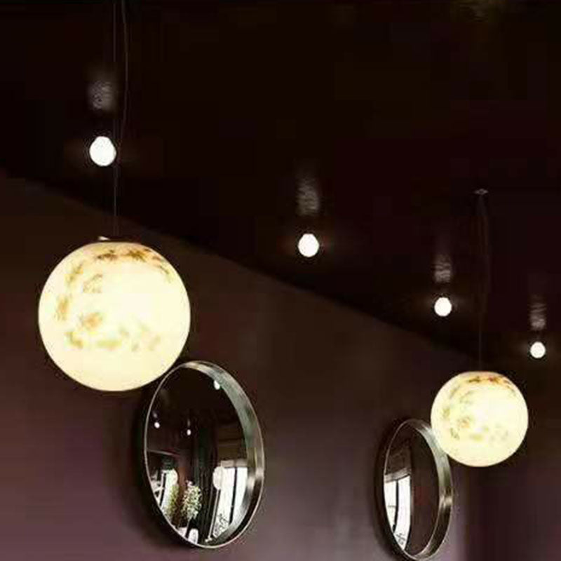 Decorative 1-Light Ceiling Pendant White Moon Hanging Light with Acrylic Shade for Restaurant Clearhalo 'Ceiling Lights' 'Modern Pendants' 'Modern' 'Pendant Lights' 'Pendants' Lighting' 2254637