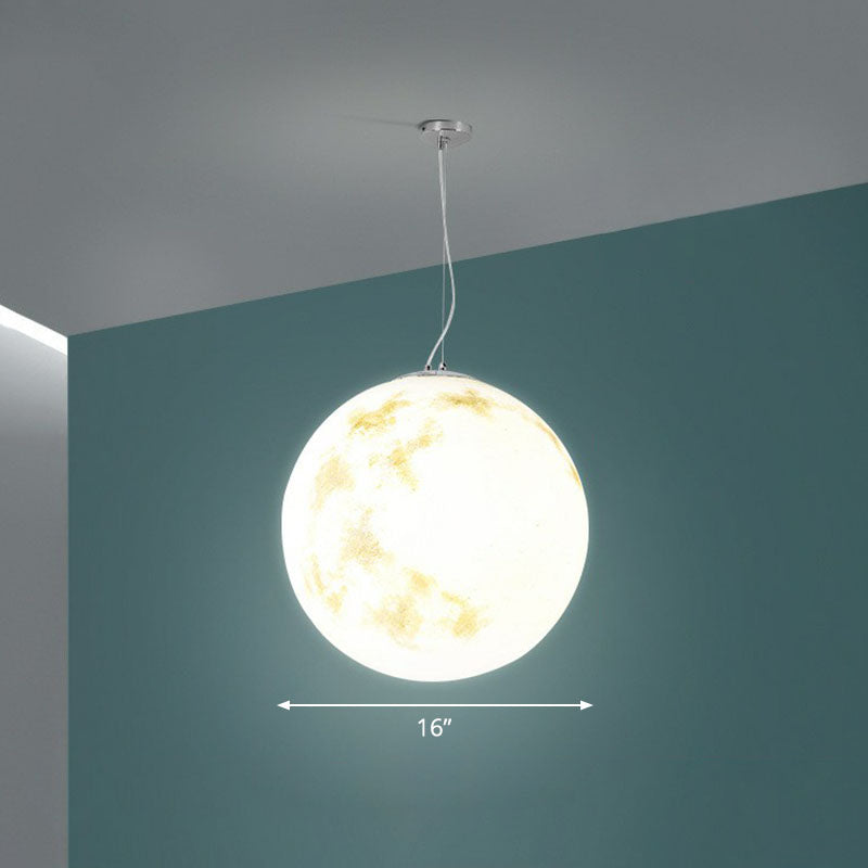 Decorative 1-Light Ceiling Pendant White Moon Hanging Light with Acrylic Shade for Restaurant White 16" Clearhalo 'Ceiling Lights' 'Modern Pendants' 'Modern' 'Pendant Lights' 'Pendants' Lighting' 2254643