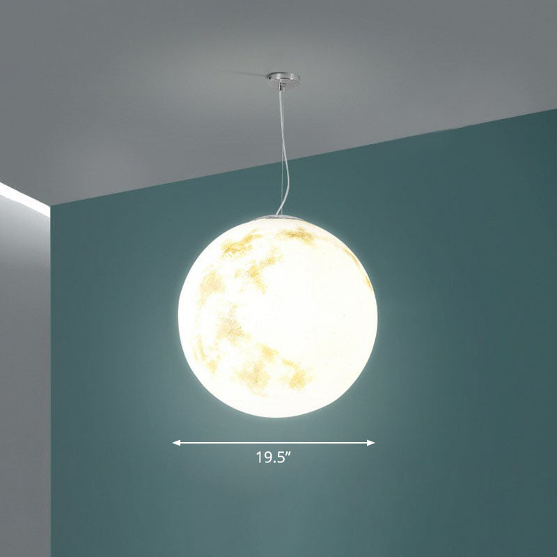 Decorative 1-Light Ceiling Pendant White Moon Hanging Light with Acrylic Shade for Restaurant White 19.5" Clearhalo 'Ceiling Lights' 'Modern Pendants' 'Modern' 'Pendant Lights' 'Pendants' Lighting' 2254644