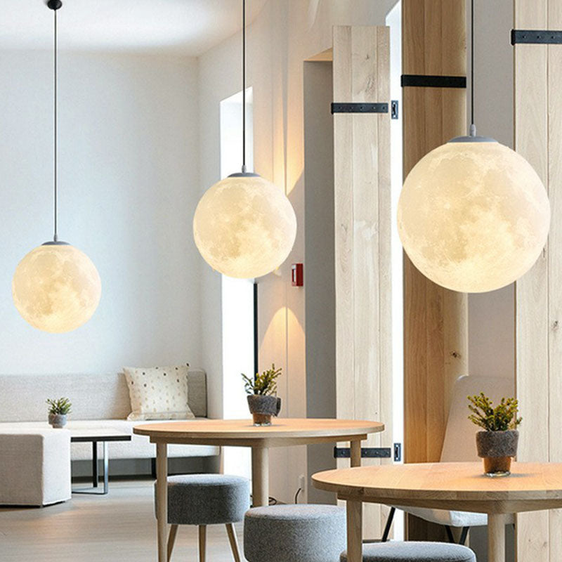 Moon Shaped LED Pendulum Light Art Deco PLA Restaurant Hanging Light Fixture in White Clearhalo 'Ceiling Lights' 'Modern Pendants' 'Modern' 'Pendant Lights' 'Pendants' Lighting' 2254645