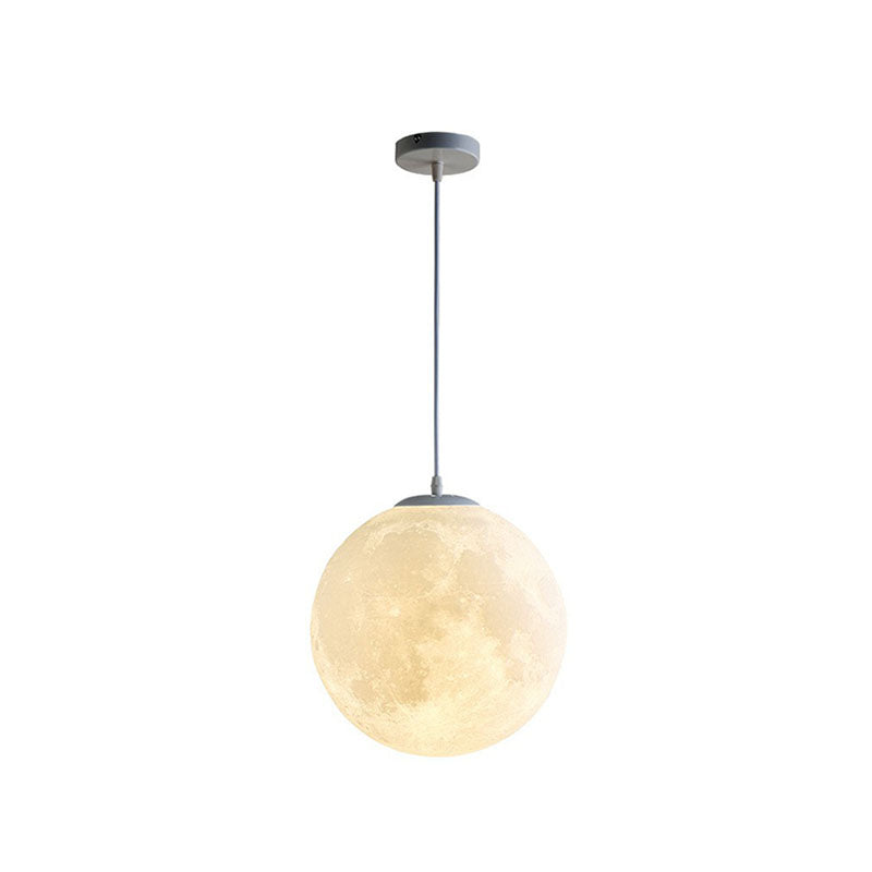 Moon Shaped LED Pendulum Light Art Deco PLA Restaurant Hanging Light Fixture in White White 8" Clearhalo 'Ceiling Lights' 'Modern Pendants' 'Modern' 'Pendant Lights' 'Pendants' Lighting' 2254650