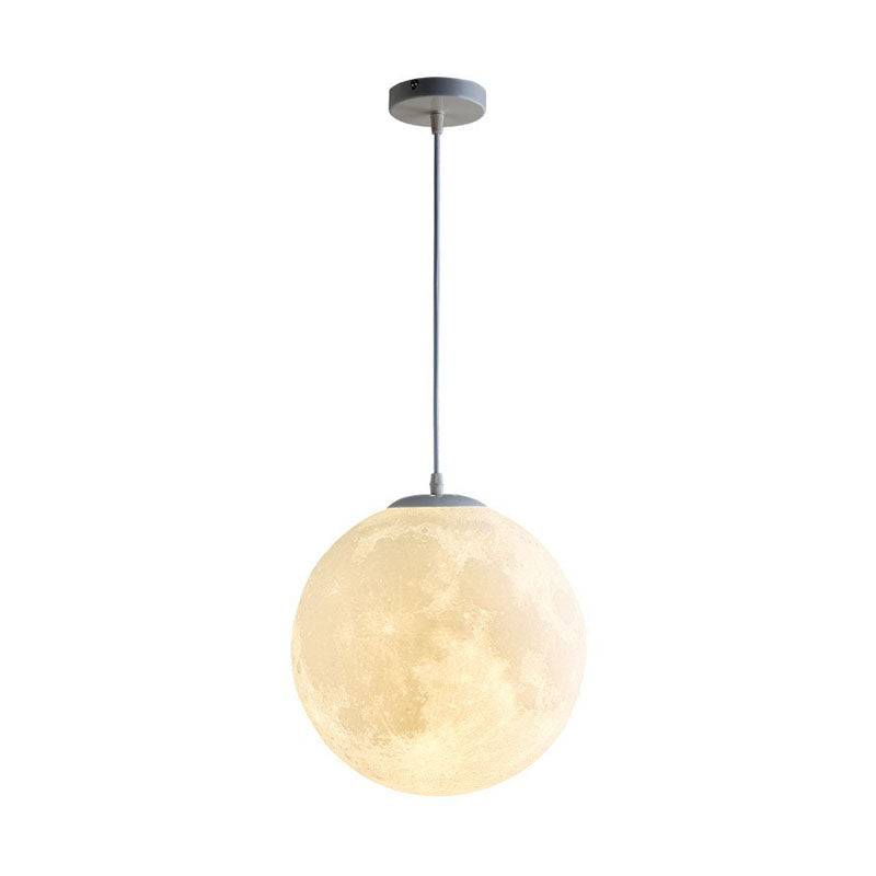 Moon Shaped LED Pendulum Light Art Deco PLA Restaurant Hanging Light Fixture in White White 10" Clearhalo 'Ceiling Lights' 'Modern Pendants' 'Modern' 'Pendant Lights' 'Pendants' Lighting' 2254651