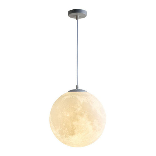 Moon Shaped LED Pendulum Light Art Deco PLA Restaurant Hanging Light Fixture in White White 12" Clearhalo 'Ceiling Lights' 'Modern Pendants' 'Modern' 'Pendant Lights' 'Pendants' Lighting' 2254652