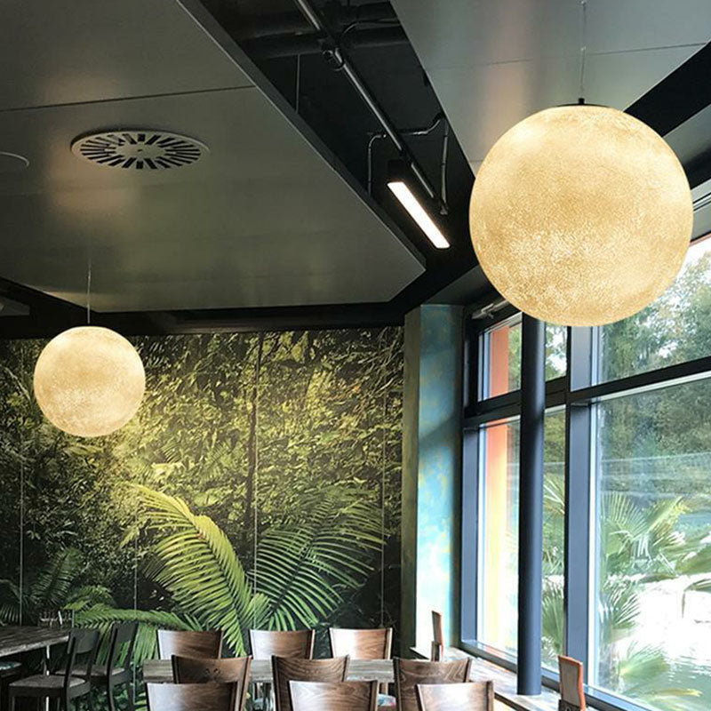 Moon Restaurant Suspension Lamp Metal Artistic LED Hanging Ceiling Light in White Clearhalo 'Ceiling Lights' 'Close To Ceiling Lights' 'Glass shade' 'Glass' 'Modern Pendants' 'Modern' 'Pendant Lights' 'Pendants' Lighting' 2254655