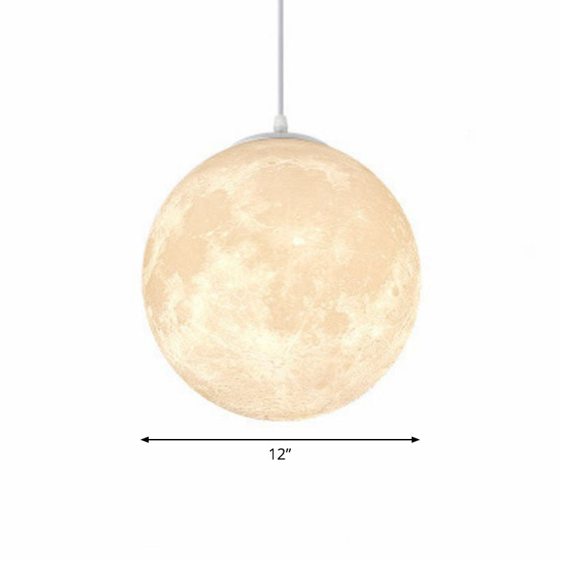 Moon Restaurant Suspension Lamp Metal Artistic LED Hanging Ceiling Light in White White 12" Clearhalo 'Ceiling Lights' 'Close To Ceiling Lights' 'Glass shade' 'Glass' 'Modern Pendants' 'Modern' 'Pendant Lights' 'Pendants' Lighting' 2254661